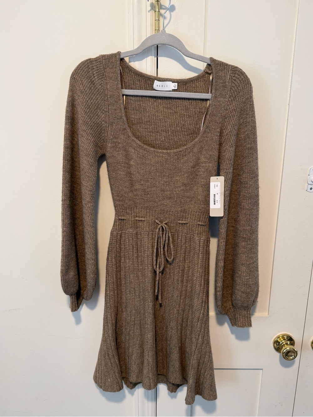 Vici Taupe Knit Scoop Neck Sweater Dress